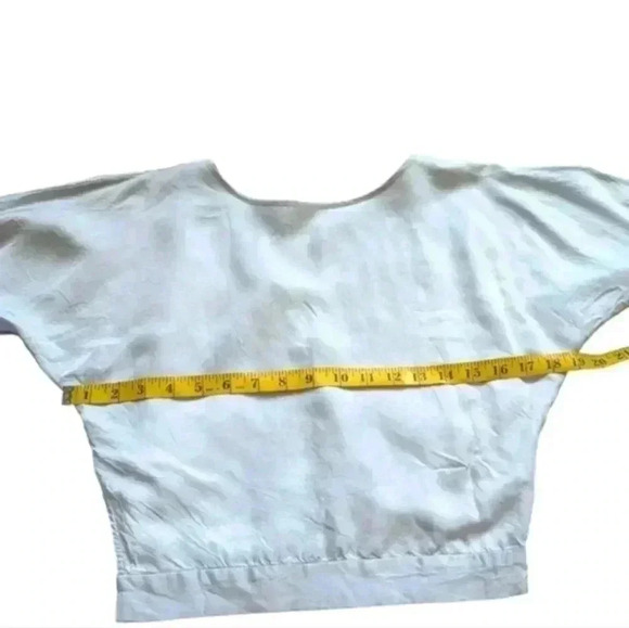 Aritzia Babaton Welsch Blouse Cropped Reversible Wrap Top Blue Willow Women XXS - Picture 11 of 12